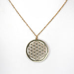 Collier Fleur de Vie doré de Eight Ounce Jewelry – pendentif en acier inoxydable, symbole d’harmonie et d’élégance