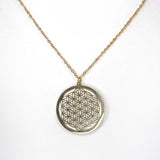 Collier Fleur de Vie doré de Eight Ounce Jewelry – pendentif en acier inoxydable, symbole d’harmonie et d’élégance